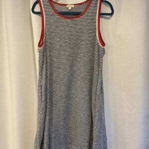 Woman Gray and white Striped Sleeveless Dress, size medium